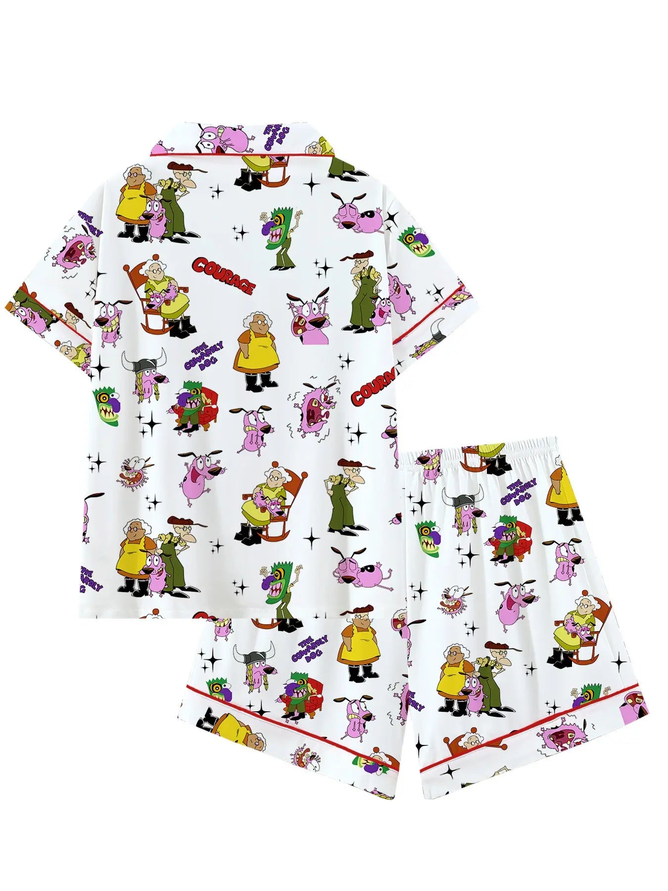 Courage the Cowardly Dog Cartoon Pajama Set - Fun and Comfortable Loose-Fitting Sleepwear for All Seasons, Perfect Gift for Teens!