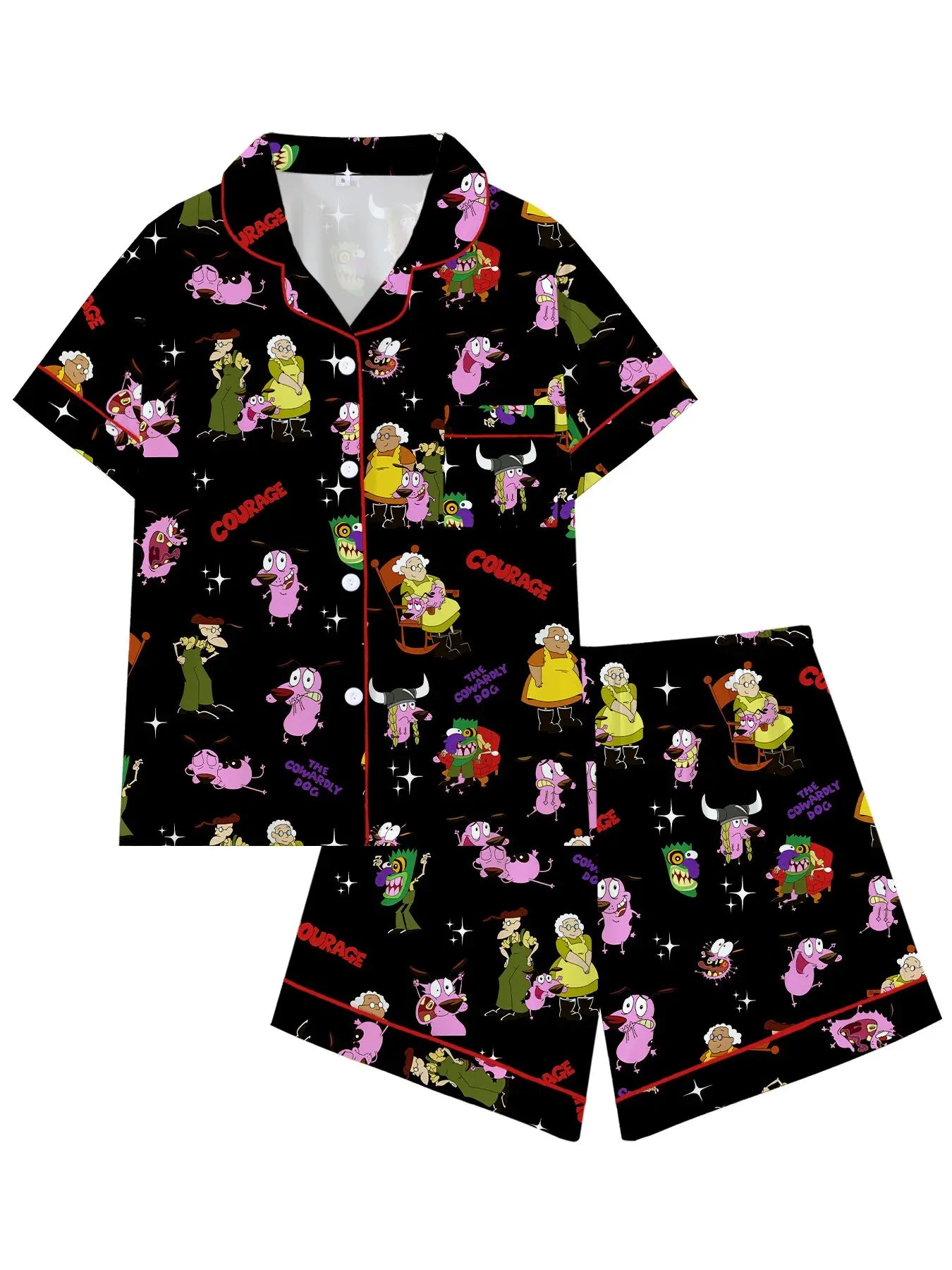 Courage the Cowardly Dog Cartoon Pajama Set - Fun and Comfortable Loose-Fitting Sleepwear for All Seasons, Perfect Gift for Teens!
