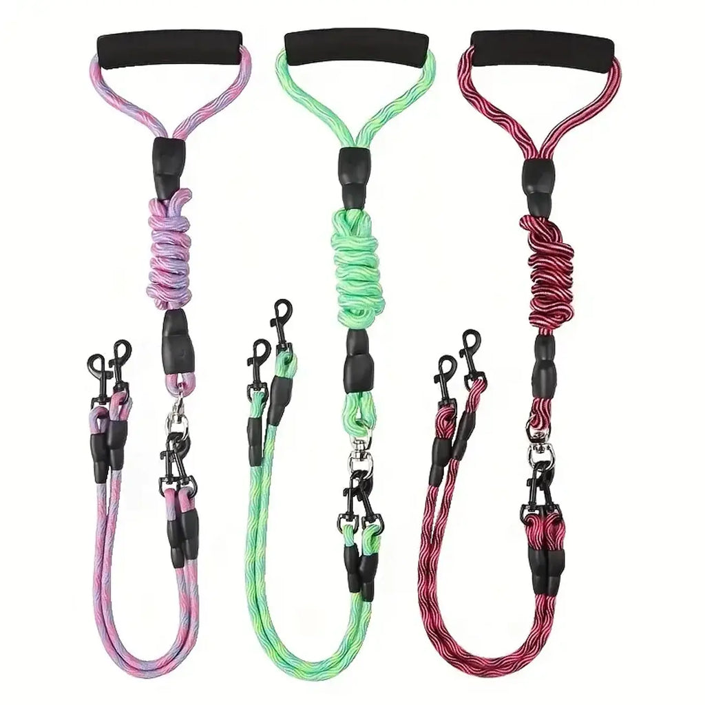 Revolutionary Double-Ended Dog Leash - Walk Two Pets with Ease, Stylish Removable Wave Pattern, Anti-Tangle Design for Stress-Free Outdoor Adventures