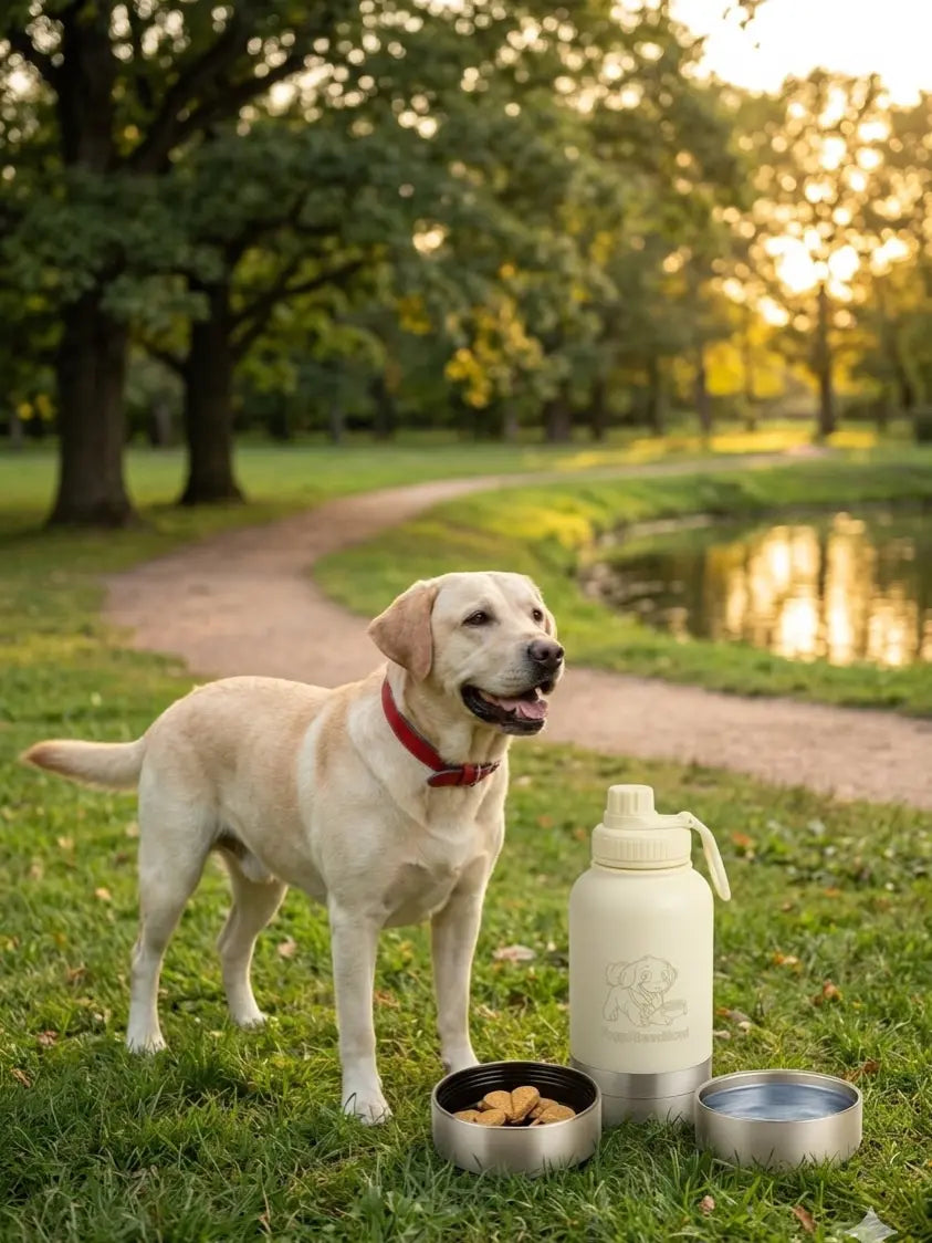 Dog Travel Water & Food Bottle – 3-In-1 Leak Proof Pet Thermos for Dogs