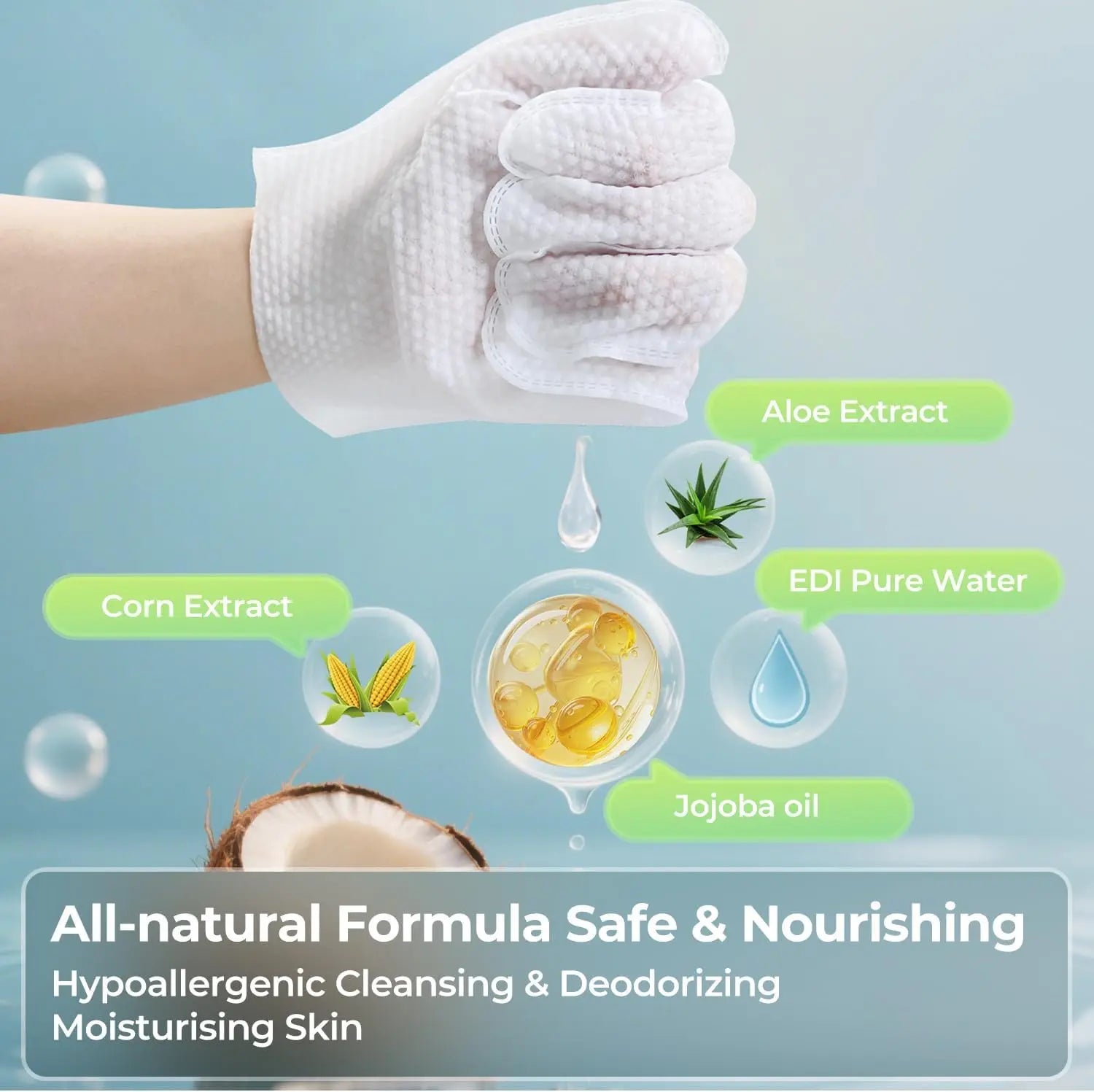 Effortless Pet Grooming: Moisturizing Gloves and Wipes for Dogs and Cats - Hypoallergenic, Rinse-Free Cleaning Solution (6 PCS)