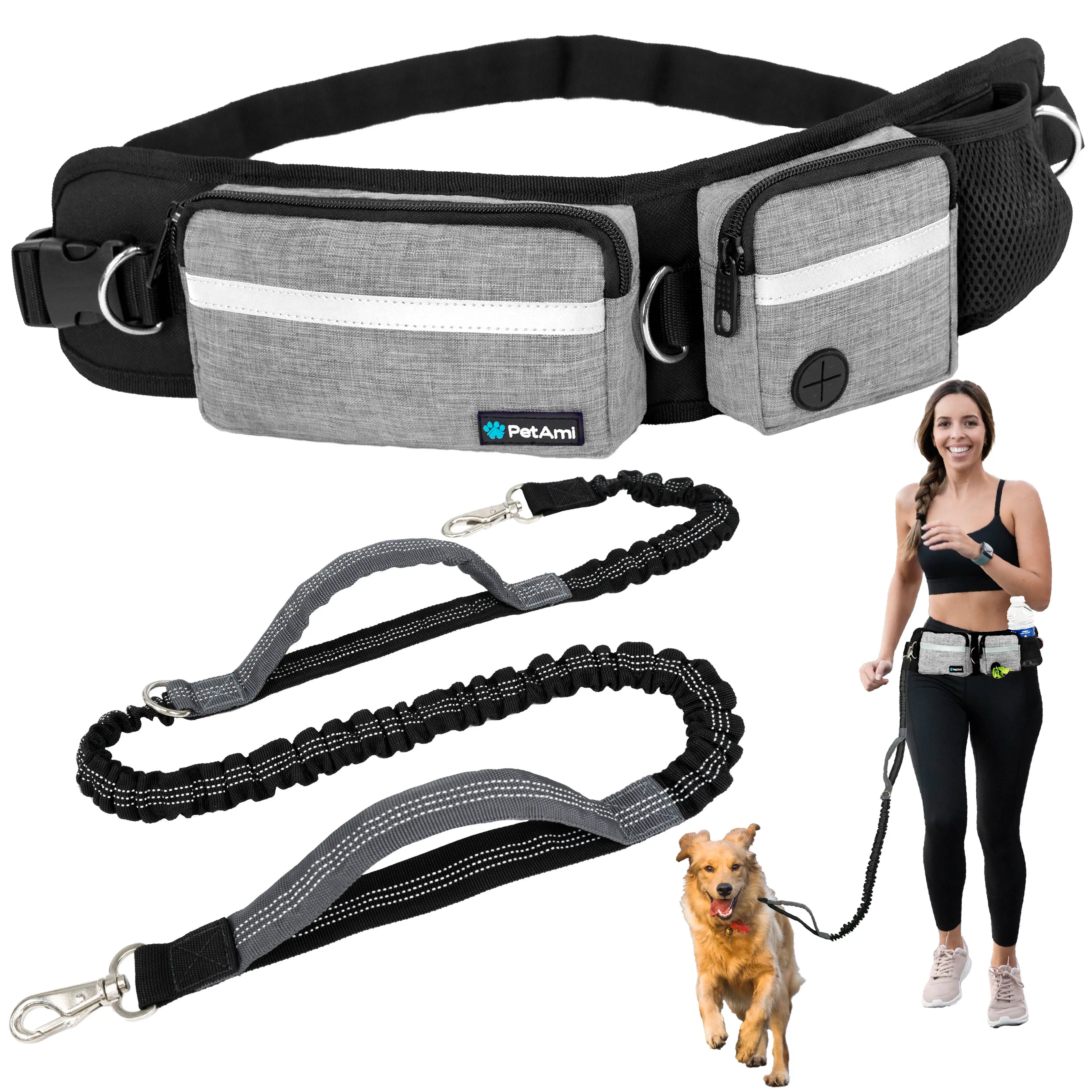 Hands-Free Dog Leash with Waist Bag - Perfect for Walking, Jogging, and Training Your Pet