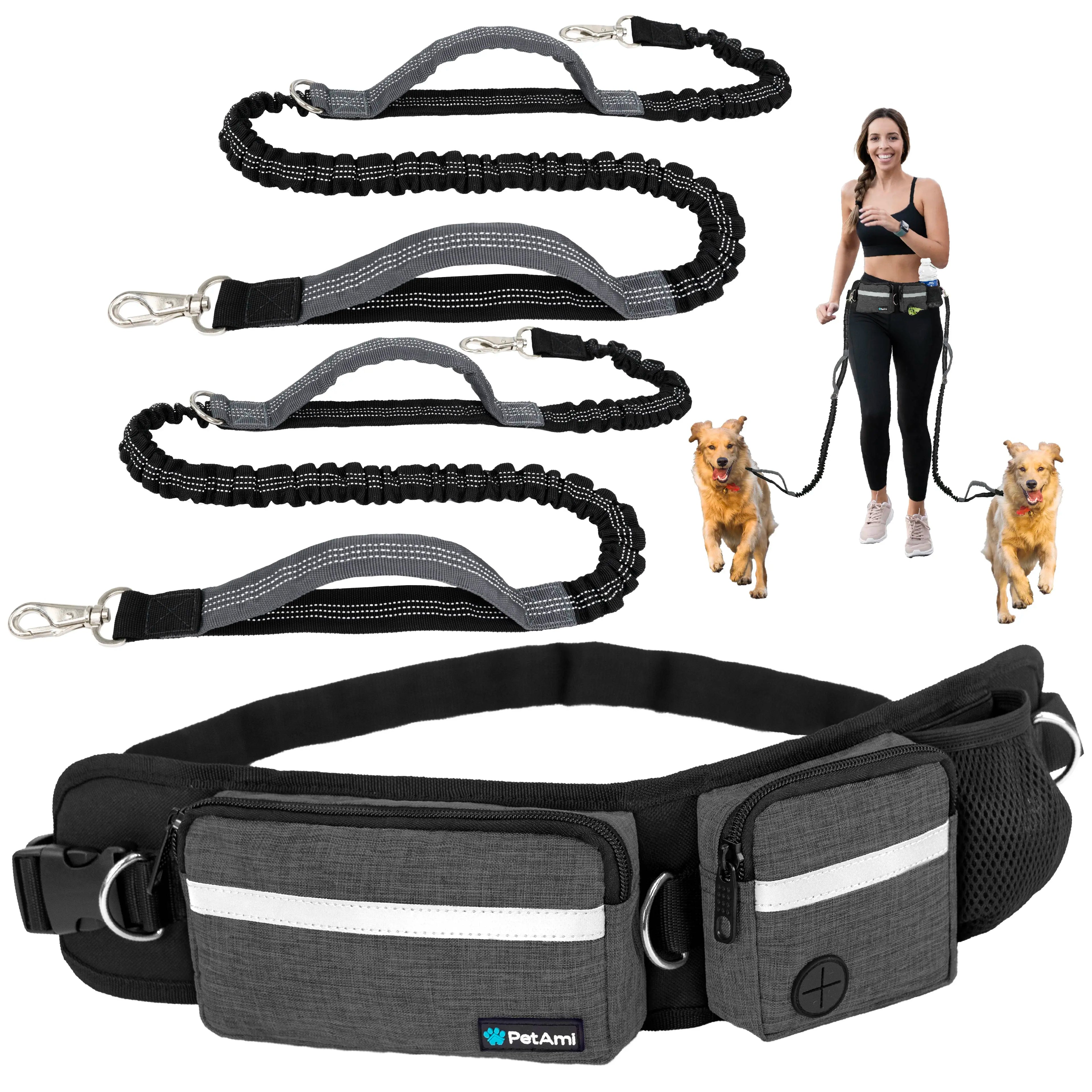 Hands-Free Dog Leash with Waist Bag - Perfect for Walking, Jogging, and Training Your Pet
