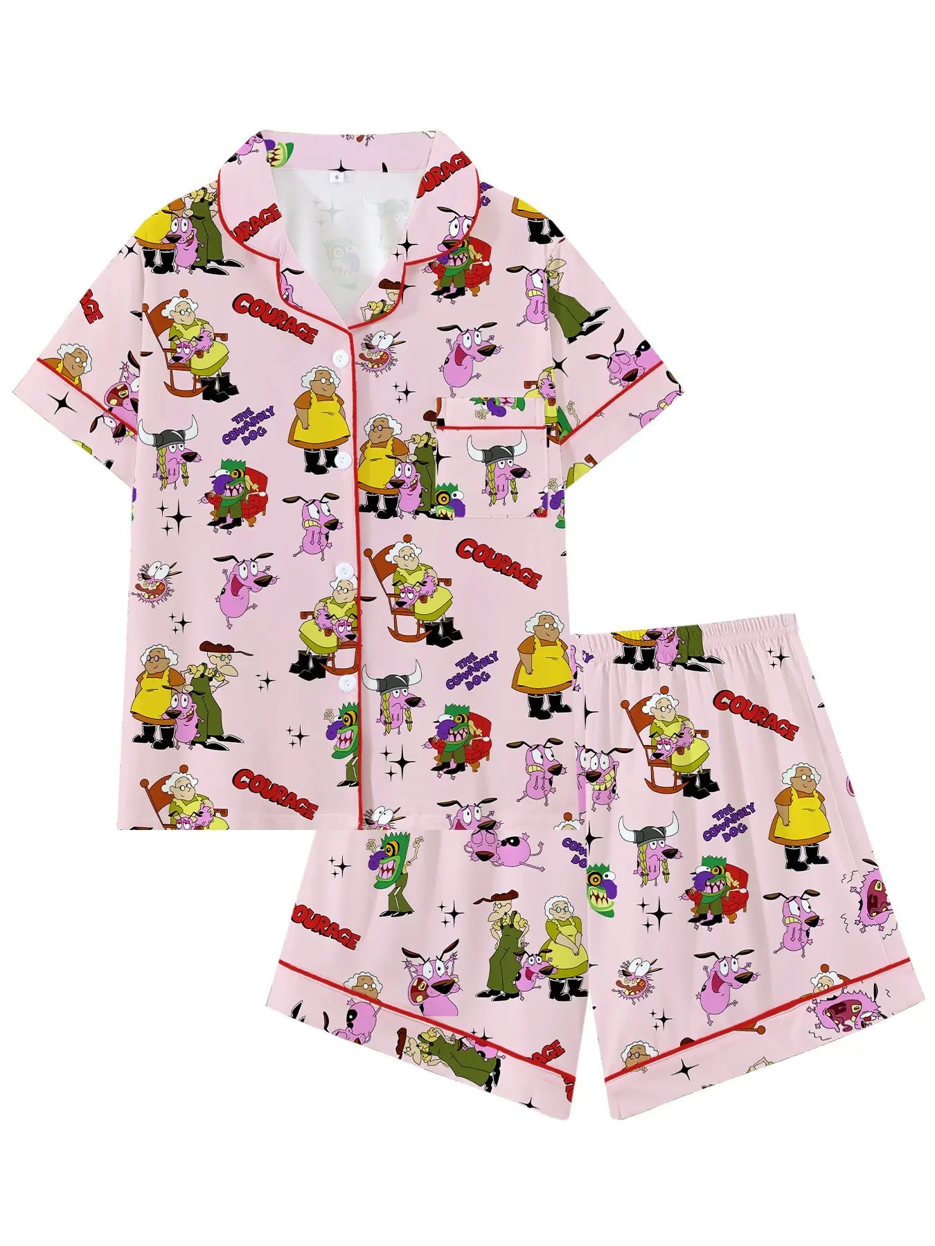 Courage the Cowardly Dog Cartoon Pajama Set - Fun and Comfortable Loose-Fitting Sleepwear for All Seasons, Perfect Gift for Teens!