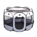 Portable Indoor/Outdoor Pet Playpen for Dogs, Cats & Rabbits - Removable Zipper Top, Grey, with Carrying Case
