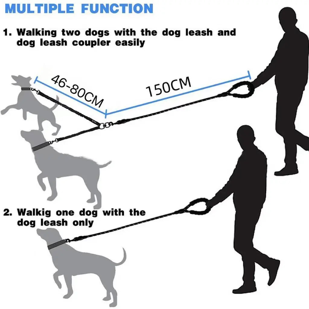 Experience Effortless Walks with the Pipidodo Dual Dog Leash - Shock Absorbing, Tangle-Free, and Comfortably Padded for Two Dogs!