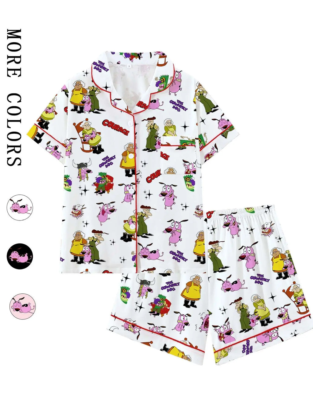 Courage the Cowardly Dog Cartoon Pajama Set - Fun and Comfortable Loose-Fitting Sleepwear for All Seasons, Perfect Gift for Teens!