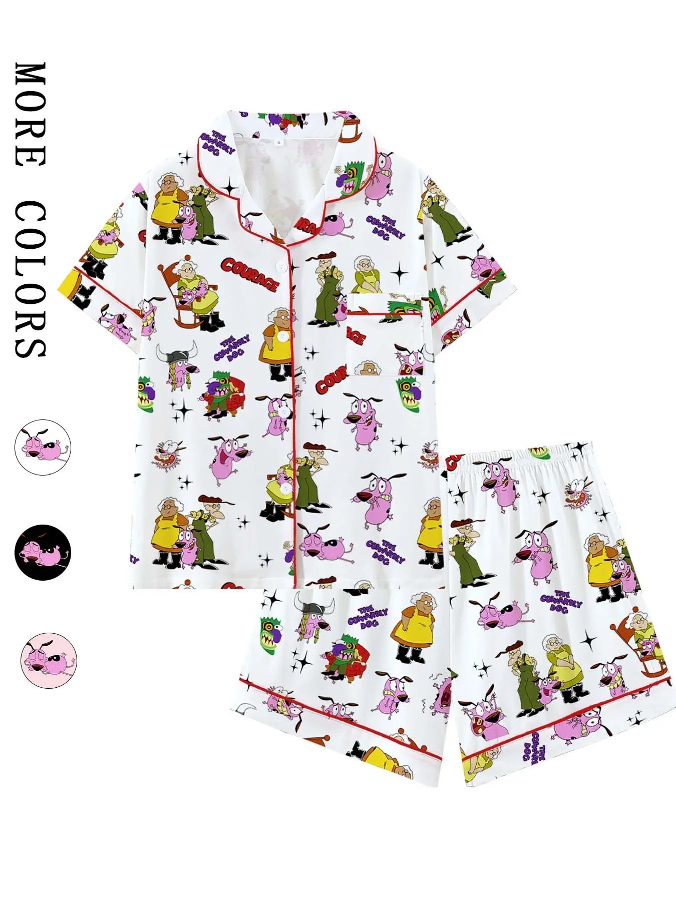 Courage the Cowardly Dog Cartoon Pajama Set - Fun and Comfortable Loose-Fitting Sleepwear for All Seasons, Perfect Gift for Teens!