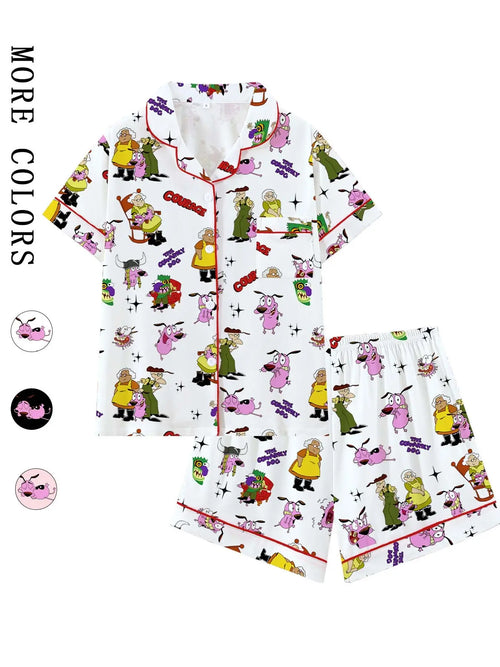Courage the Cowardly Dog Cartoon Pajama Set - Fun and Comfortable Loose-Fitting Sleepwear for All Seasons, Perfect Gift for Teens!