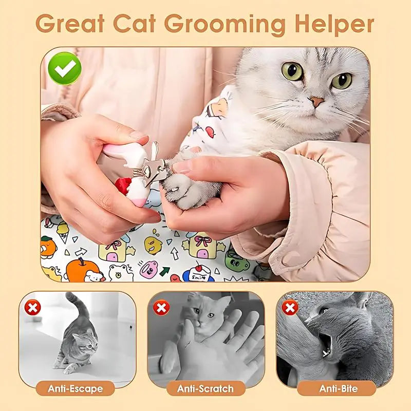Transform Grooming into a Joyful Experience with Our Reusable Cat Grooming Wrap – The Ultimate Washable Anti-Scratch Restraint for Stress-Free Nail Clipping, Face Cleaning, Medication, and More!