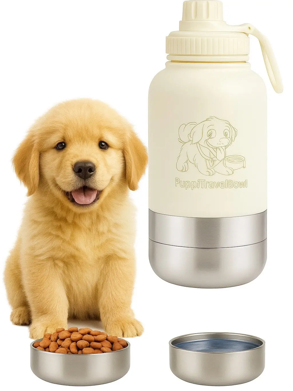 Dog Travel Water & Food Bottle – 3-In-1 Leak Proof Pet Thermos for Dogs