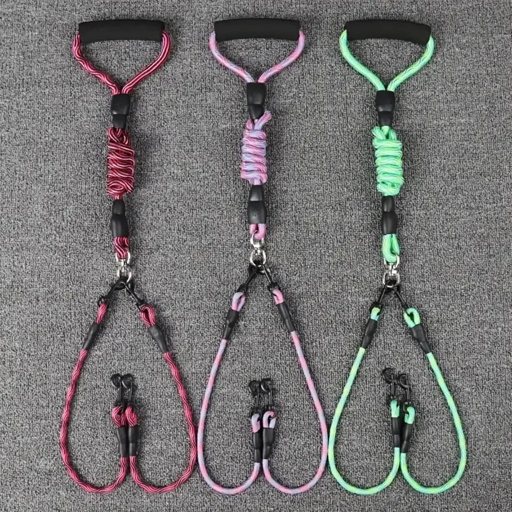 Revolutionary Double-Ended Dog Leash - Walk Two Pets with Ease, Stylish Removable Wave Pattern, Anti-Tangle Design for Stress-Free Outdoor Adventures