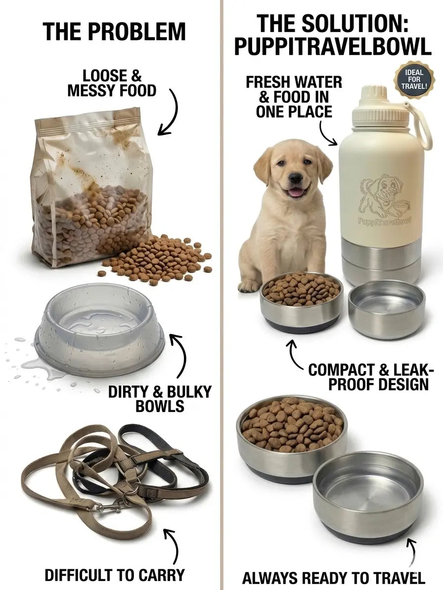 Dog Travel Water & Food Bottle – 3-In-1 Leak Proof Pet Thermos for Dogs