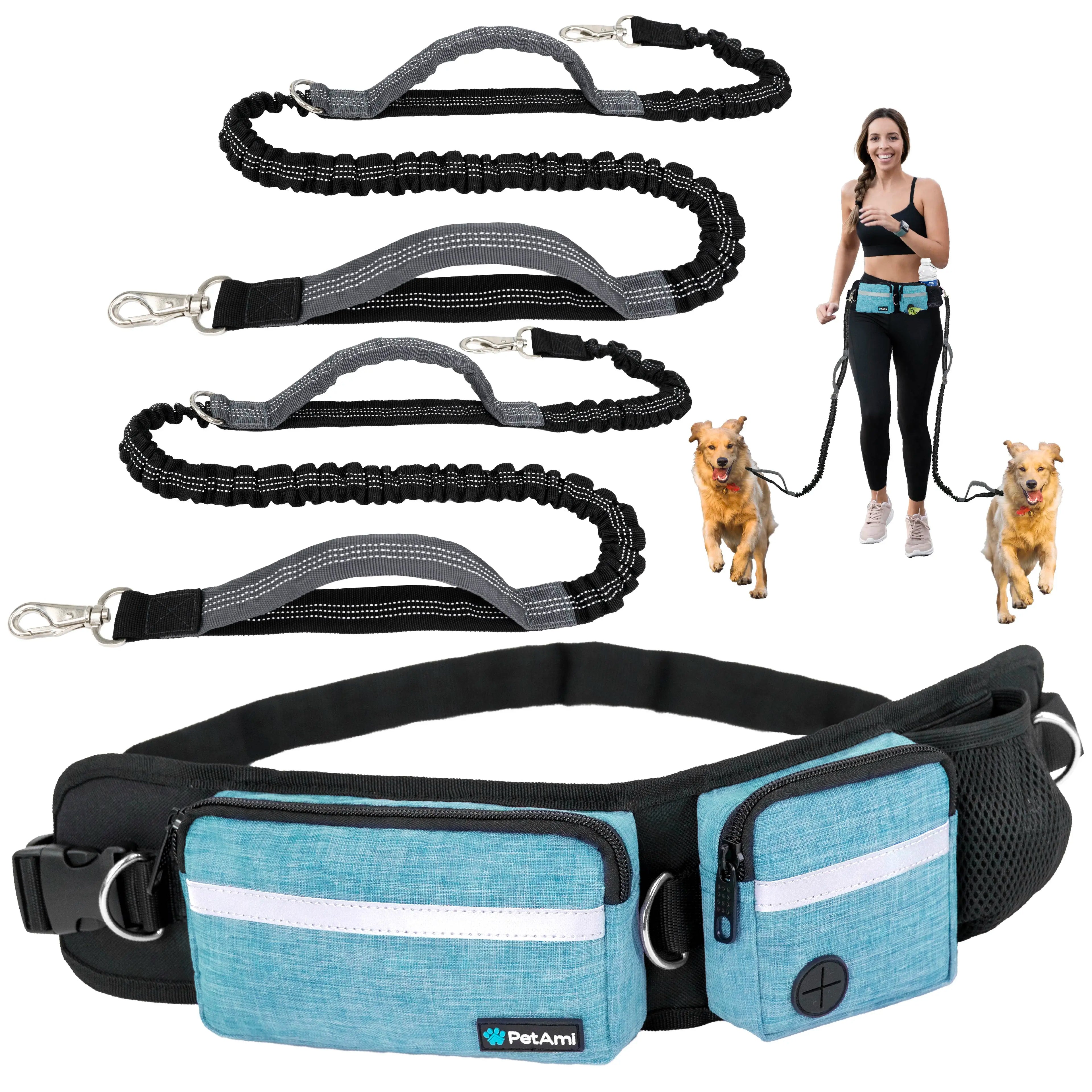 Hands-Free Dog Leash with Waist Bag - Perfect for Walking, Jogging, and Training Your Pet