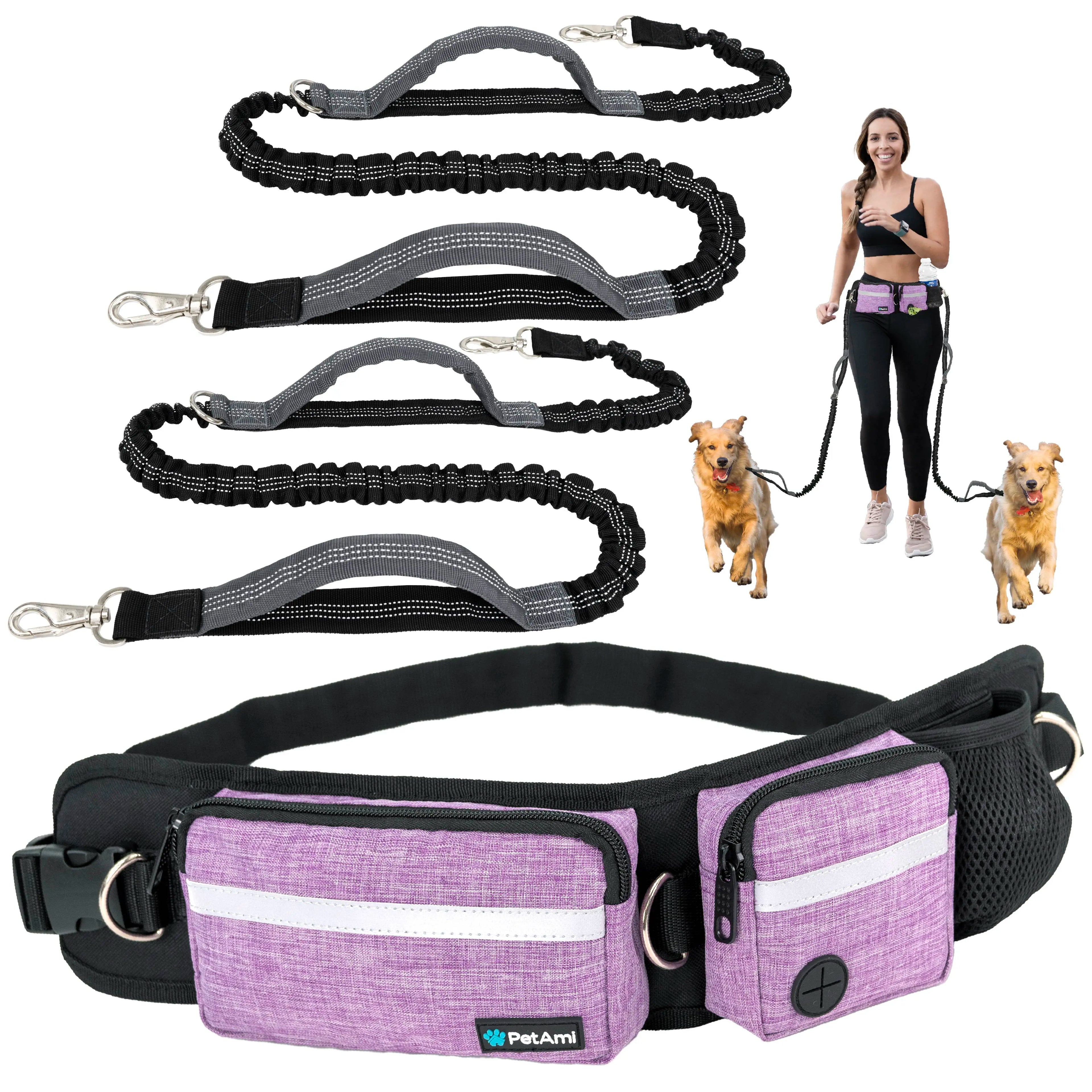 Hands-Free Dog Leash with Waist Bag - Perfect for Walking, Jogging, and Training Your Pet