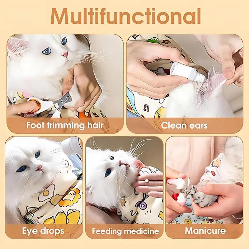 Transform Grooming into a Joyful Experience with Our Reusable Cat Grooming Wrap – The Ultimate Washable Anti-Scratch Restraint for Stress-Free Nail Clipping, Face Cleaning, Medication, and More!