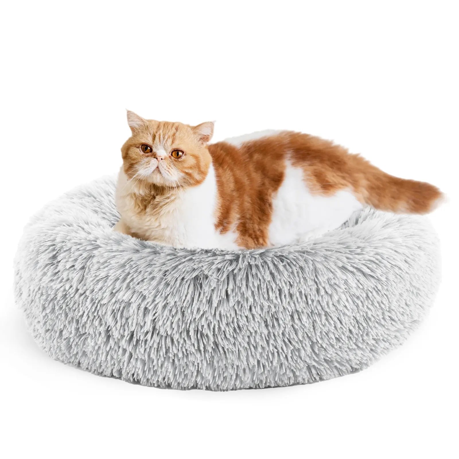 Indulge Your Pet with the Sweetcrispy Soothing Donut Bed | Cozy, Machine-Washable Comfort for Cats & Dogs | Plush Faux Fur & Non-Slip Base for Extra Safety