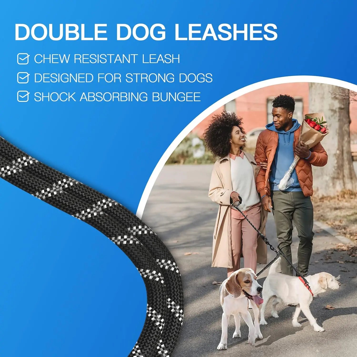 Experience Effortless Walks with the Pipidodo Dual Dog Leash - Shock Absorbing, Tangle-Free, and Comfortably Padded for Two Dogs!