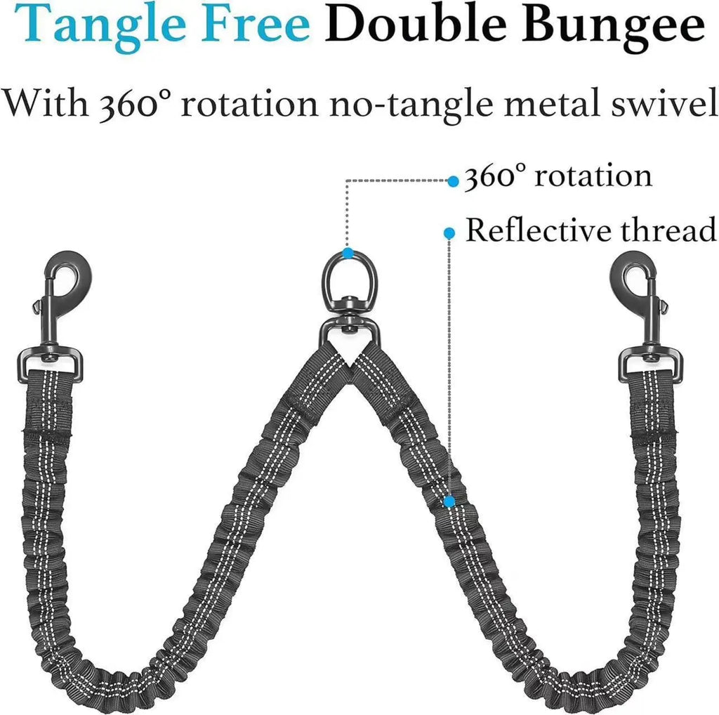 Experience Effortless Walks with the Pipidodo Dual Dog Leash - Shock Absorbing, Tangle-Free, and Comfortably Padded for Two Dogs!