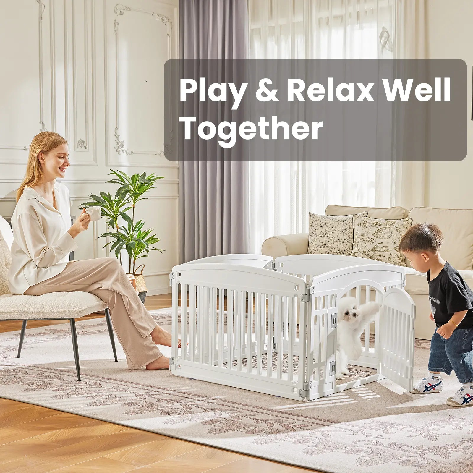 Versatile 4/6-Panel Dog Playpen - Safe, Portable & Easy to Clean Indoor/Outdoor Pet Fence for Small to Medium Dogs