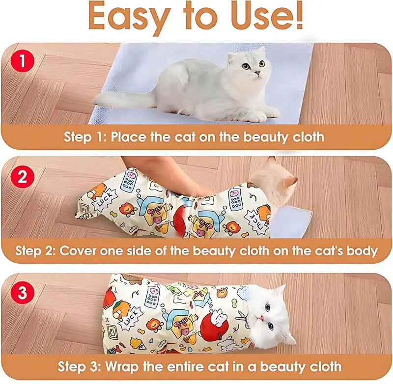 Transform Grooming into a Joyful Experience with Our Reusable Cat Grooming Wrap – The Ultimate Washable Anti-Scratch Restraint for Stress-Free Nail Clipping, Face Cleaning, Medication, and More!