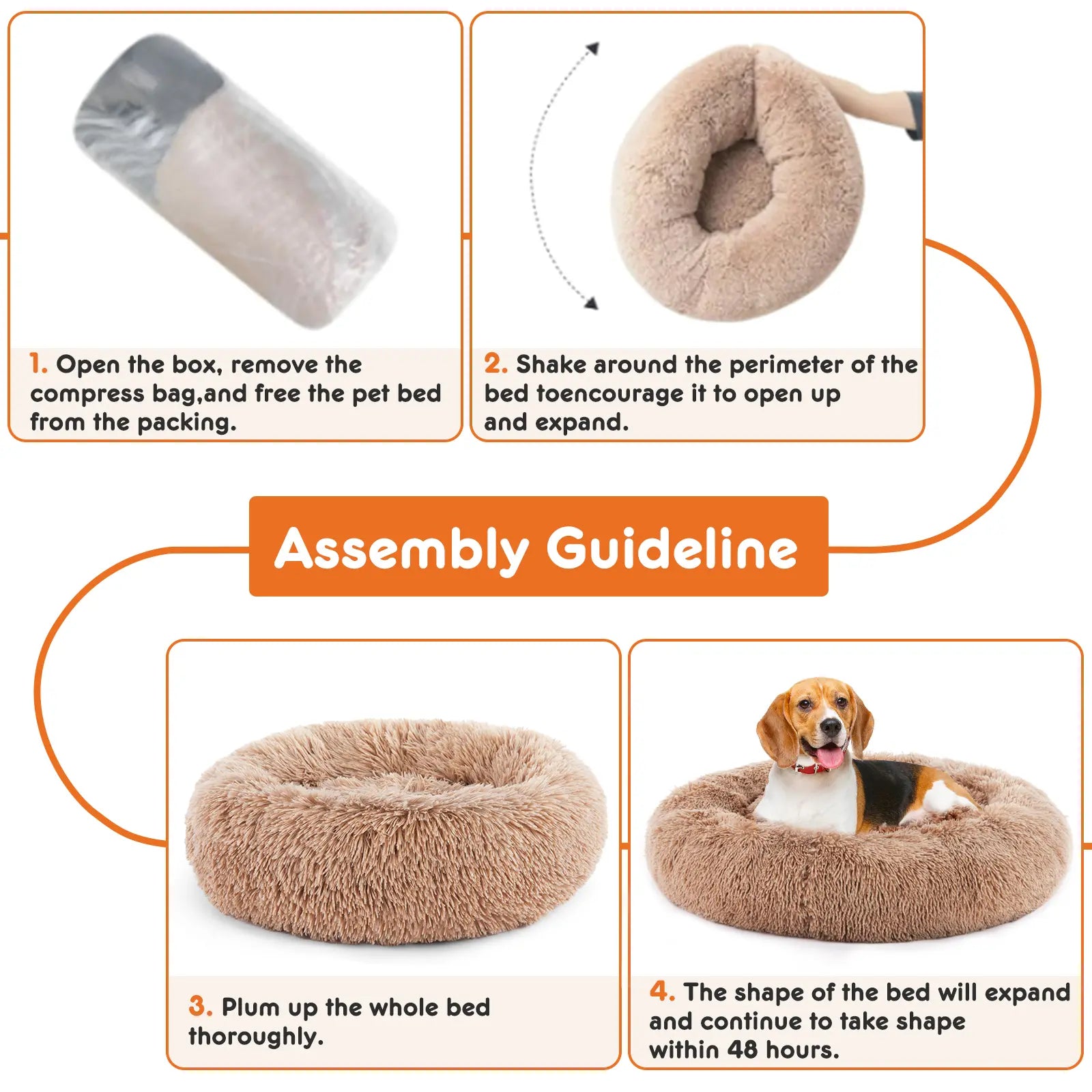 Indulge Your Pet with the Sweetcrispy Soothing Donut Bed | Cozy, Machine-Washable Comfort for Cats & Dogs | Plush Faux Fur & Non-Slip Base for Extra Safety