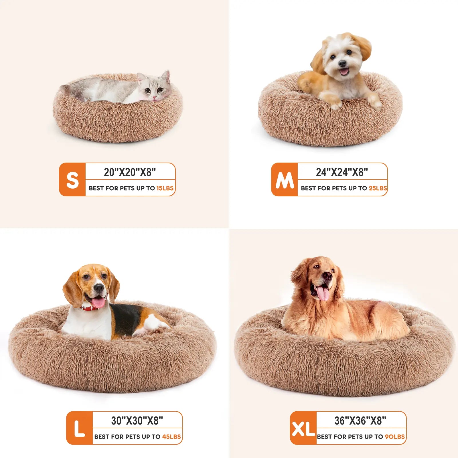 Indulge Your Pet with the Sweetcrispy Soothing Donut Bed | Cozy, Machine-Washable Comfort for Cats & Dogs | Plush Faux Fur & Non-Slip Base for Extra Safety