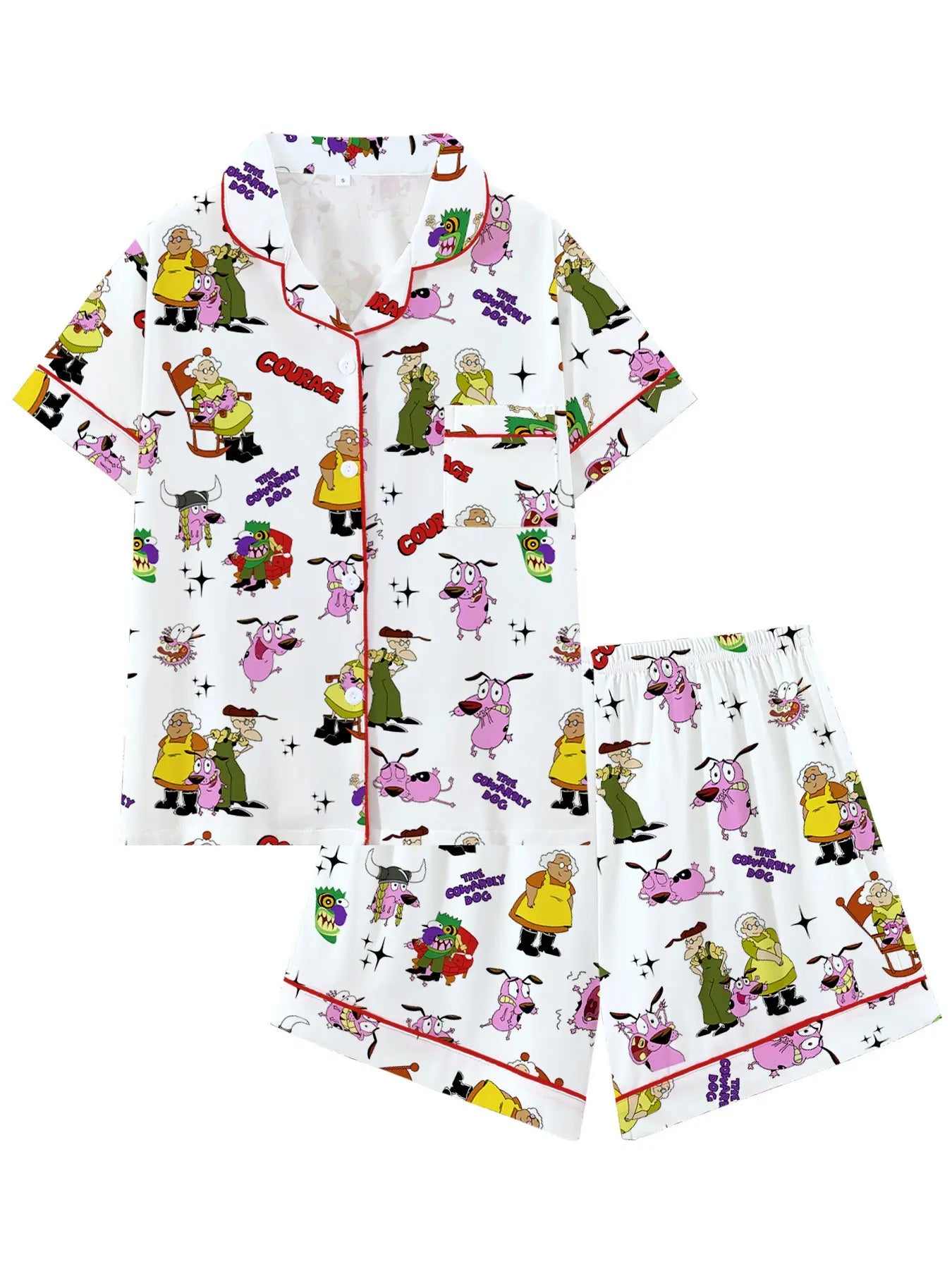 Courage the Cowardly Dog Cartoon Pajama Set - Fun and Comfortable Loose-Fitting Sleepwear for All Seasons, Perfect Gift for Teens!