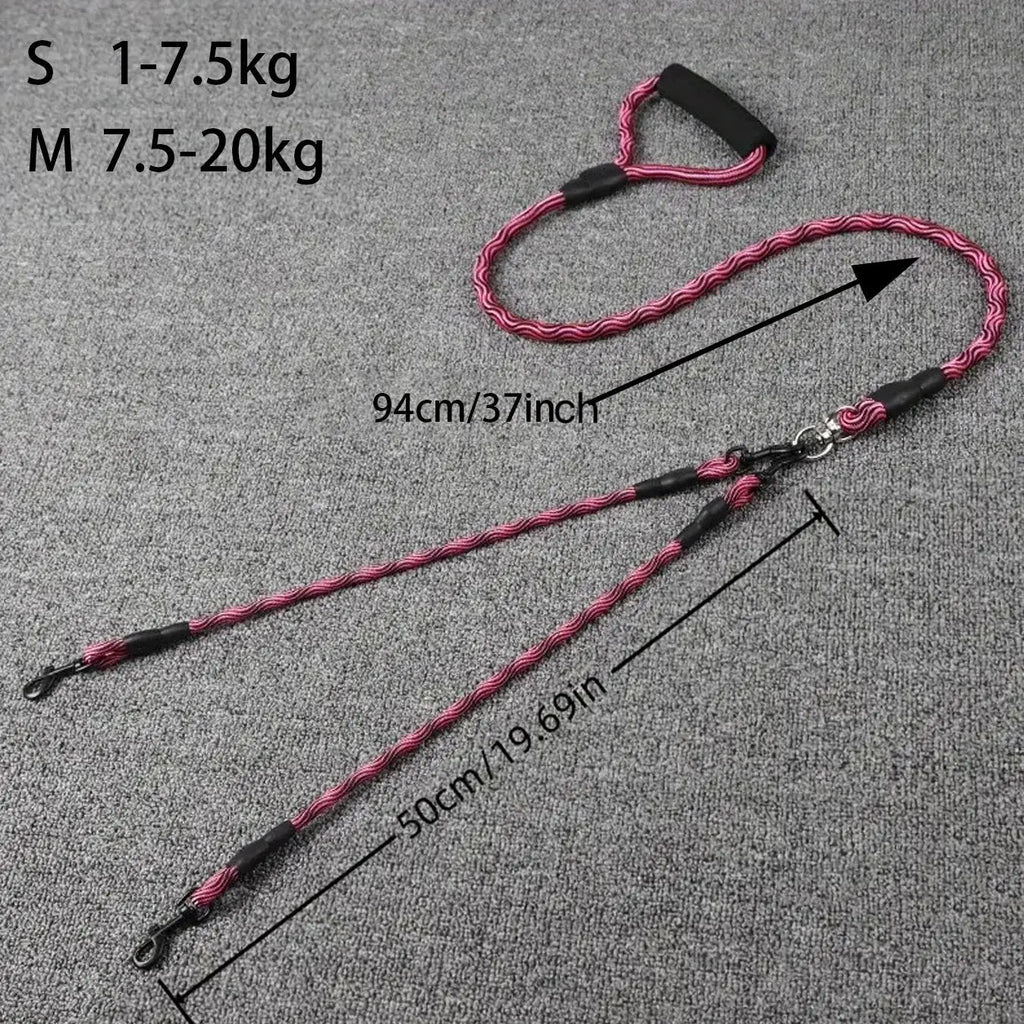 Revolutionary Double-Ended Dog Leash - Walk Two Pets with Ease, Stylish Removable Wave Pattern, Anti-Tangle Design for Stress-Free Outdoor Adventures