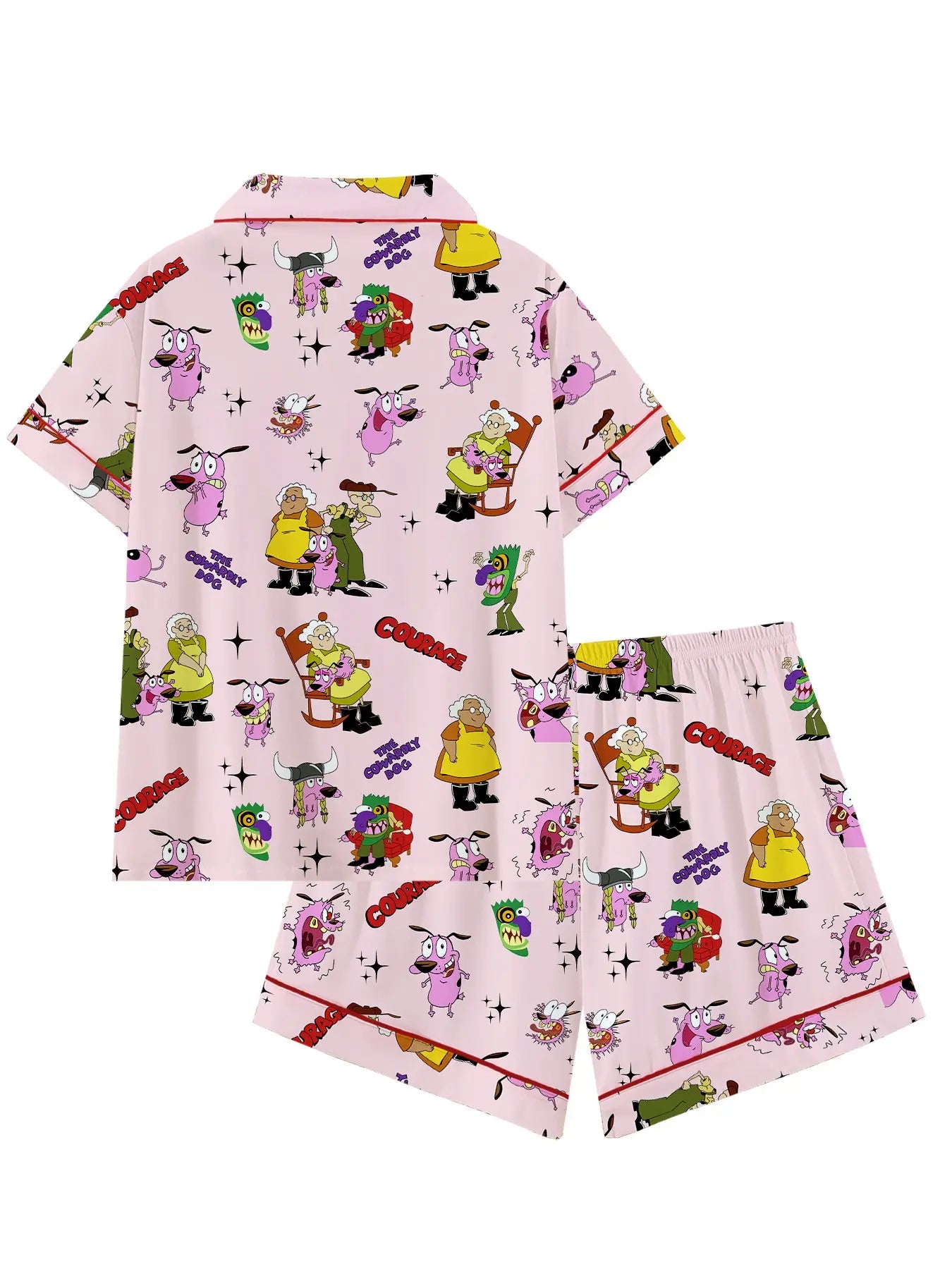 Courage the Cowardly Dog Cartoon Pajama Set - Fun and Comfortable Loose-Fitting Sleepwear for All Seasons, Perfect Gift for Teens!