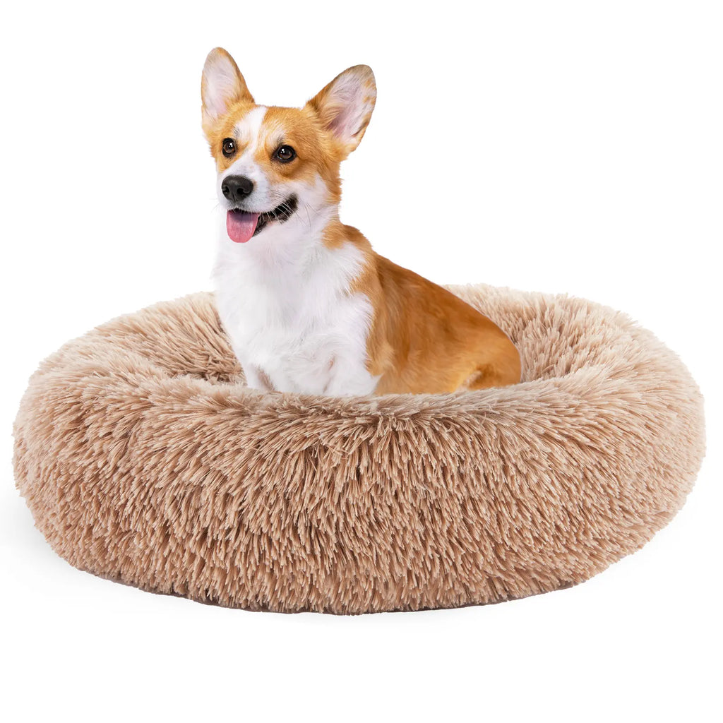 Indulge Your Pet with the Sweetcrispy Soothing Donut Bed | Cozy, Machine-Washable Comfort for Cats & Dogs | Plush Faux Fur & Non-Slip Base for Extra Safety