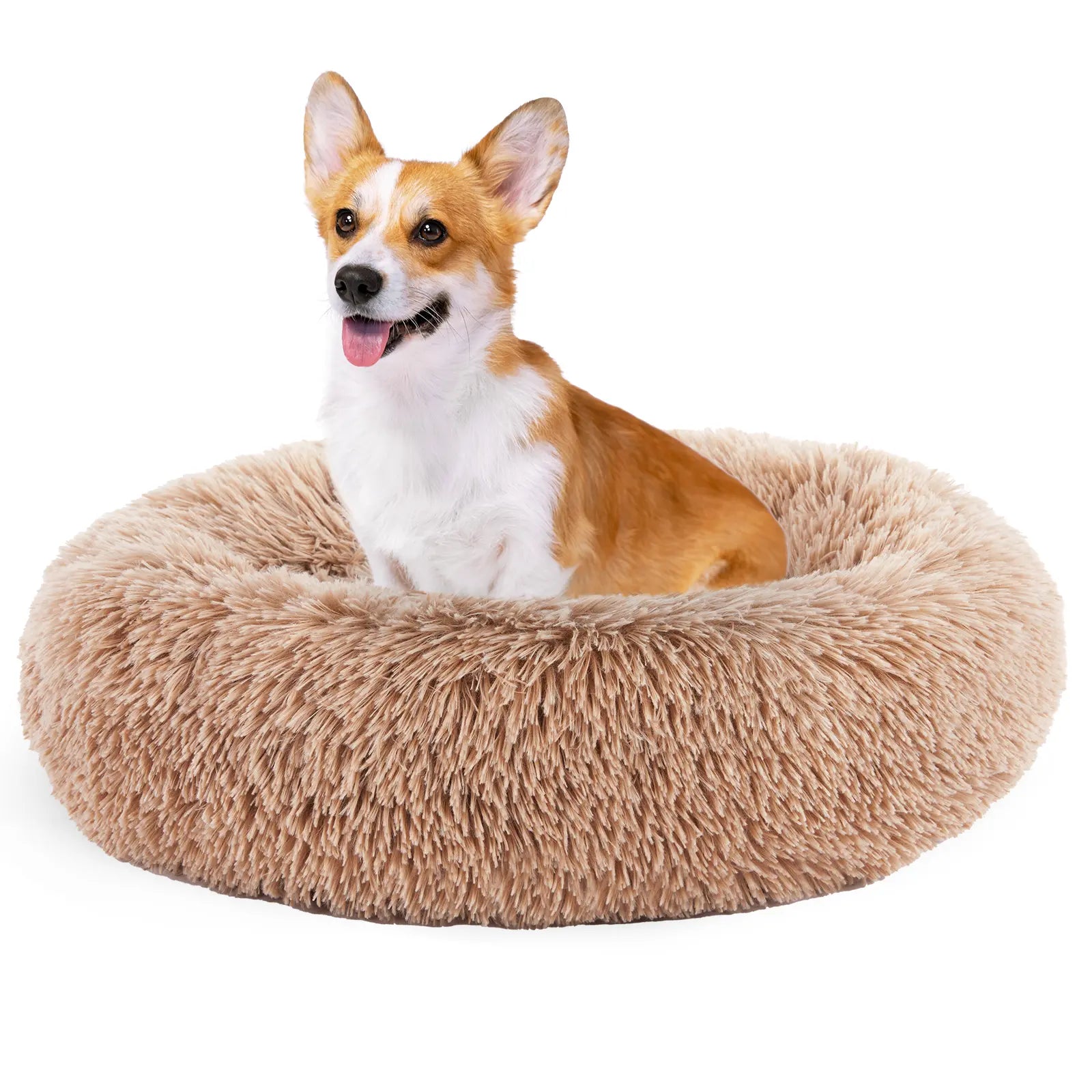 Indulge Your Pet with the Sweetcrispy Soothing Donut Bed | Cozy, Machine-Washable Comfort for Cats & Dogs | Plush Faux Fur & Non-Slip Base for Extra Safety