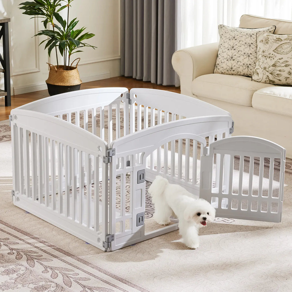 Versatile 4/6-Panel Dog Playpen - Safe, Portable & Easy to Clean Indoor/Outdoor Pet Fence for Small to Medium Dogs