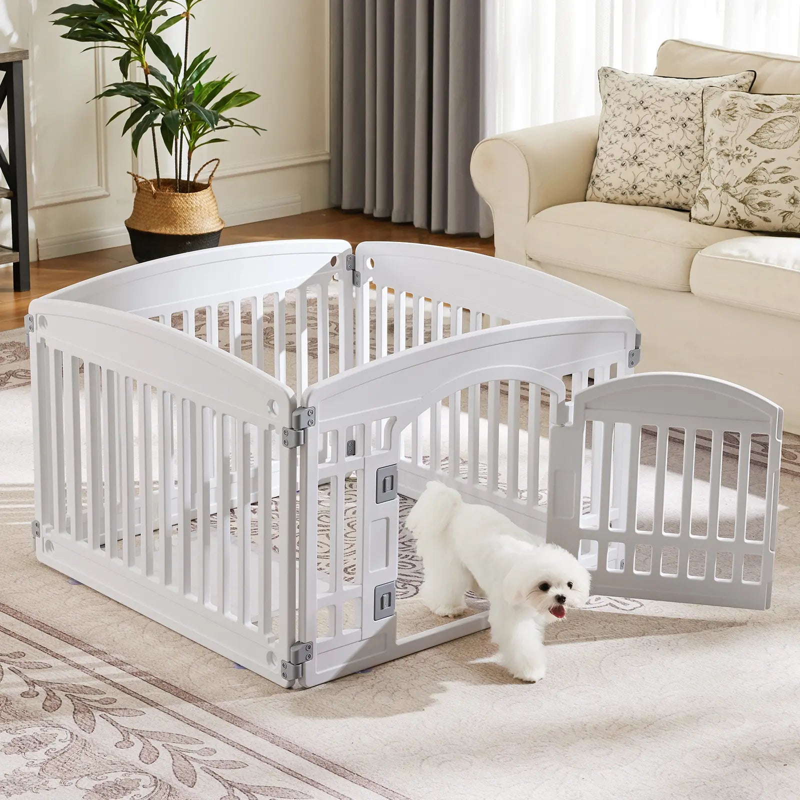 Versatile 4/6-Panel Dog Playpen - Safe, Portable & Easy to Clean Indoor/Outdoor Pet Fence for Small to Medium Dogs