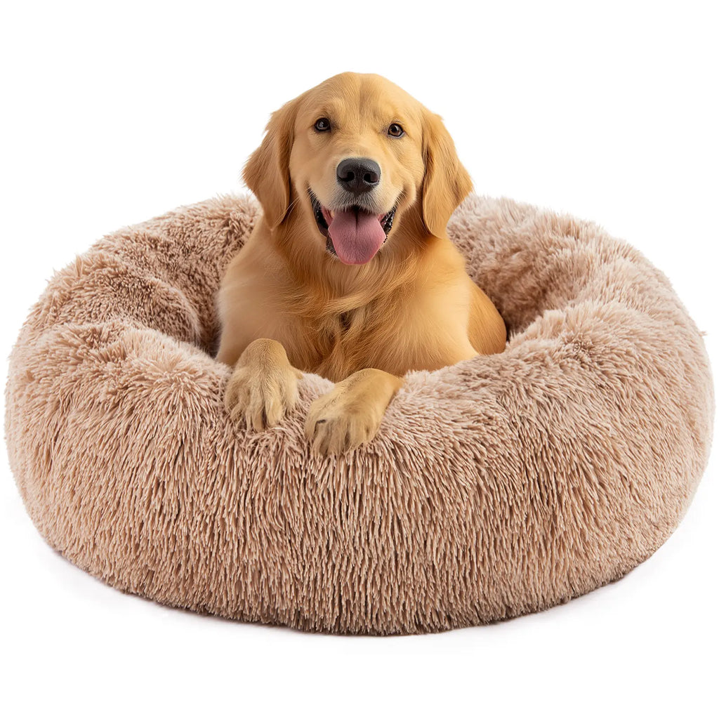 Indulge Your Pet with the Sweetcrispy Soothing Donut Bed | Cozy, Machine-Washable Comfort for Cats & Dogs | Plush Faux Fur & Non-Slip Base for Extra Safety