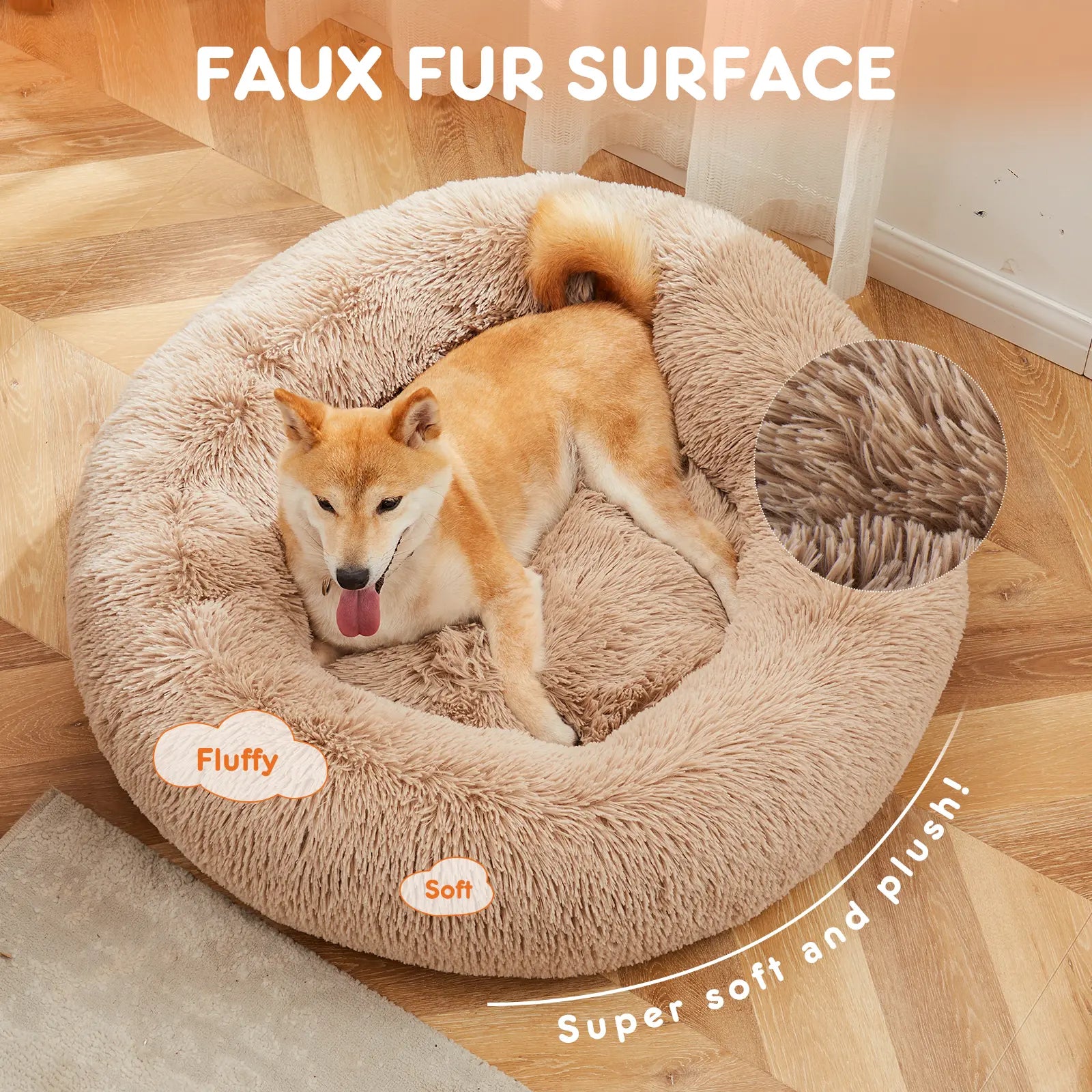Indulge Your Pet with the Sweetcrispy Soothing Donut Bed | Cozy, Machine-Washable Comfort for Cats & Dogs | Plush Faux Fur & Non-Slip Base for Extra Safety