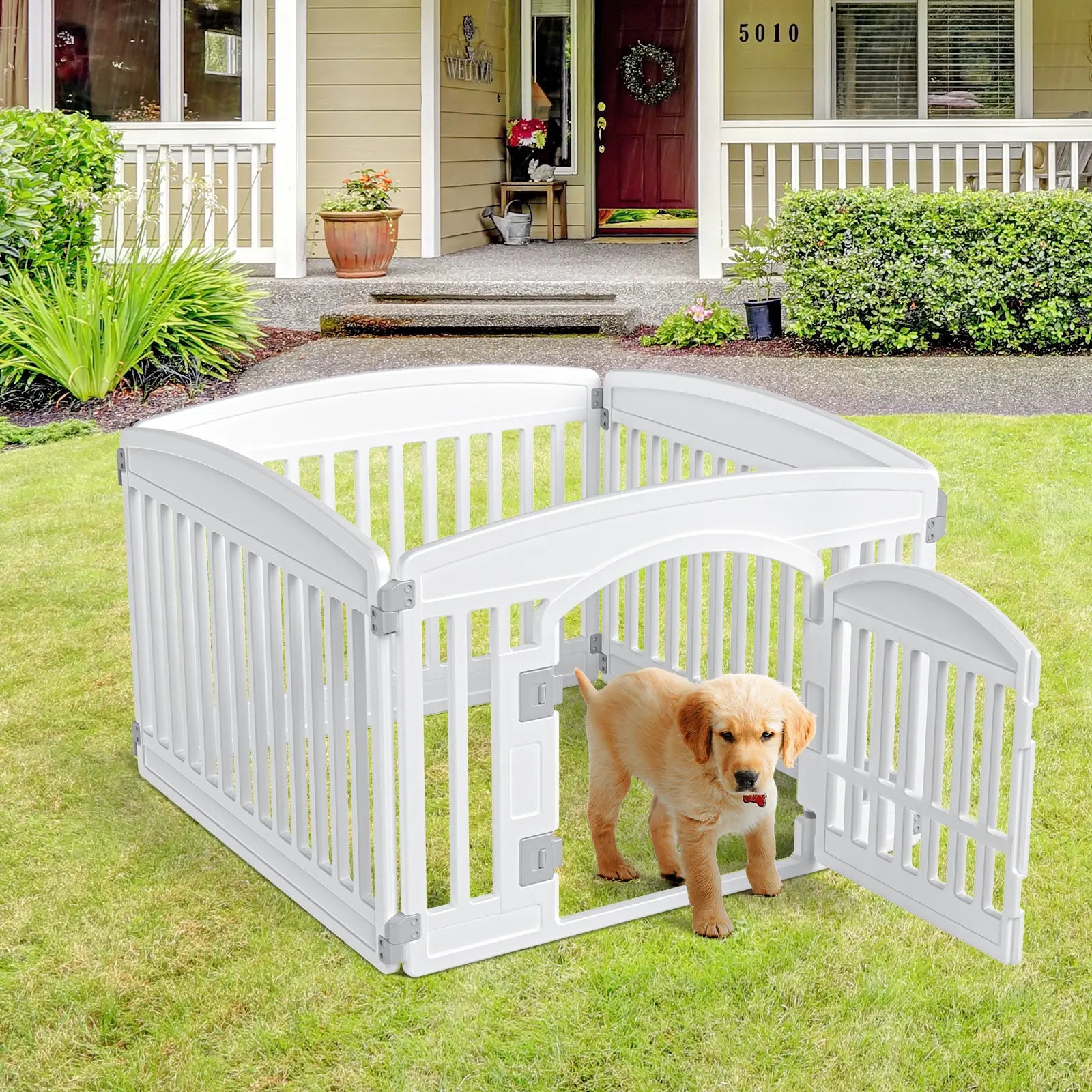 Versatile 4/6-Panel Dog Playpen - Safe, Portable & Easy to Clean Indoor/Outdoor Pet Fence for Small to Medium Dogs