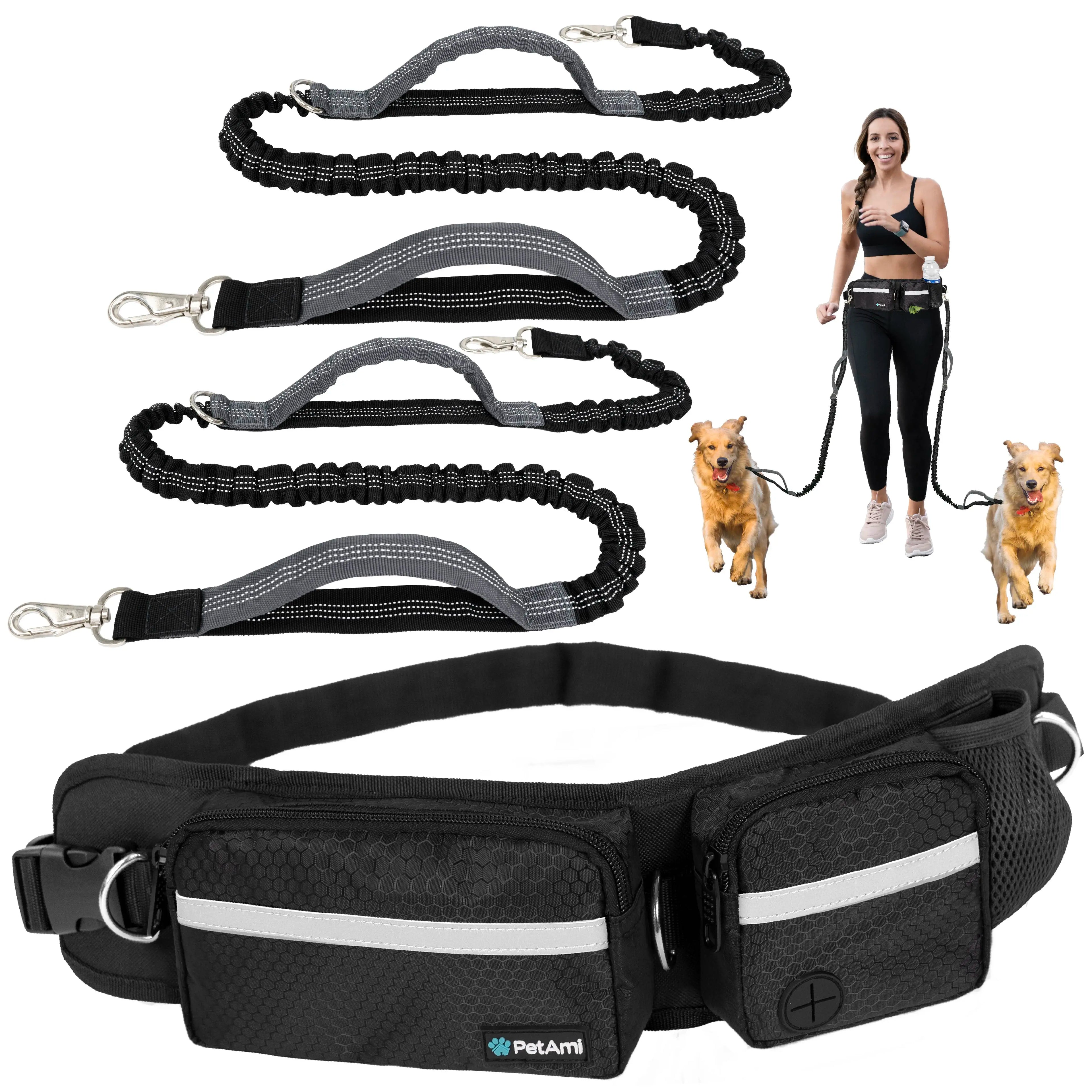 Hands-Free Dog Leash with Waist Bag - Perfect for Walking, Jogging, and Training Your Pet