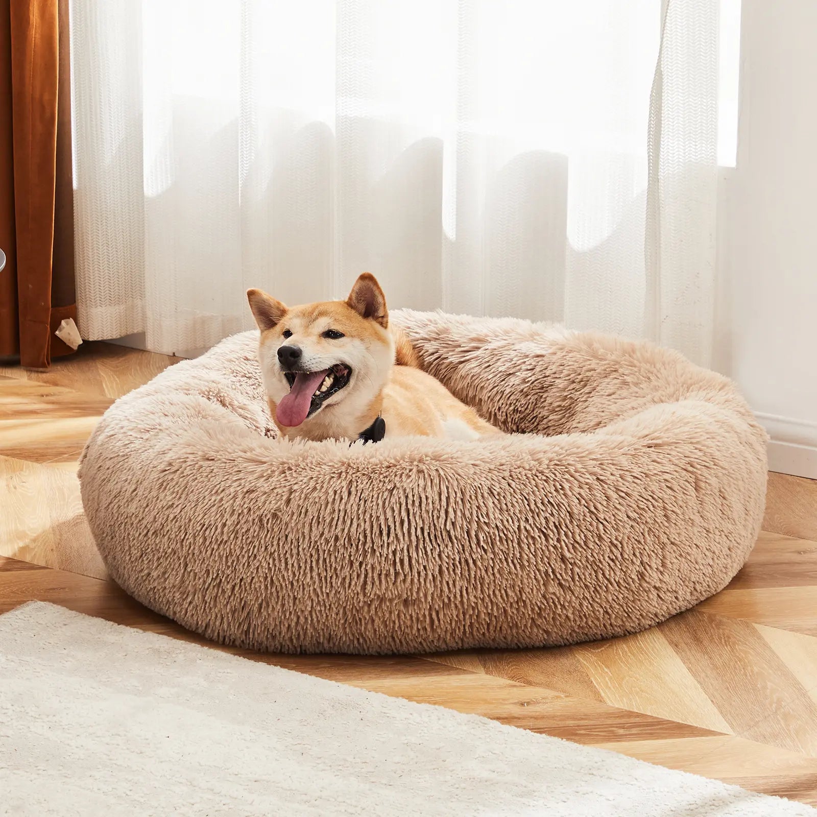 Indulge Your Pet with the Sweetcrispy Soothing Donut Bed | Cozy, Machine-Washable Comfort for Cats & Dogs | Plush Faux Fur & Non-Slip Base for Extra Safety